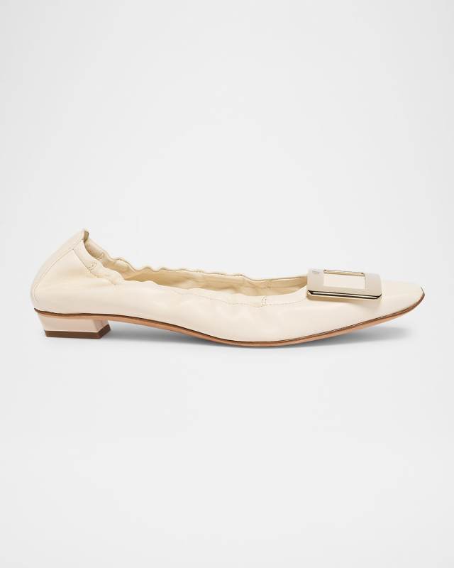 Belle Vivier Leather Buckle Ballerina Flats